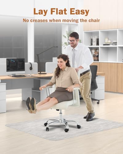 Blvornl Office Chair Mat for Hardwood Floor, 47.2"*60" Desk Computer Chair Mat for Hard Wood, Large Anti-Slip Hard Floor Protector Rolling Chair Mat, PVC Mat Desk Rug for Office and Home Silver Grey