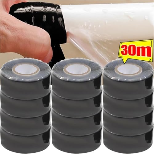 10 Roll 1 Inch X 10 FT Self-Fusing Silicone, Thickness 0.5mm Hose Repair Tape, Heavy Duty and Leak Proof Rubber Hose Tape, Pipe for Water(White)