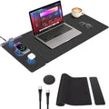 2nd Gen 3-in-1 Wireless Fast Charging Mouse Pad, 35.43"×15.75" Large Waterproof Desk Mat, Magnetic Detachable Panel, Jacquard Fabric Rubber Base, for Office & Gaming