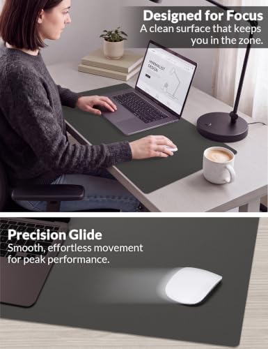 Leather Desk Pad Protector, 31.5" x 15.7", Dark Grey Desk Mat