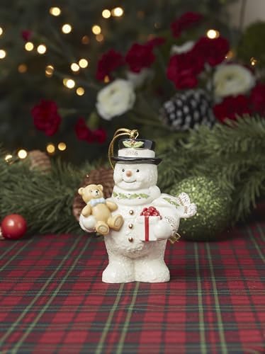 Lenox 2026 Snowman with Teddy Bear Ornament