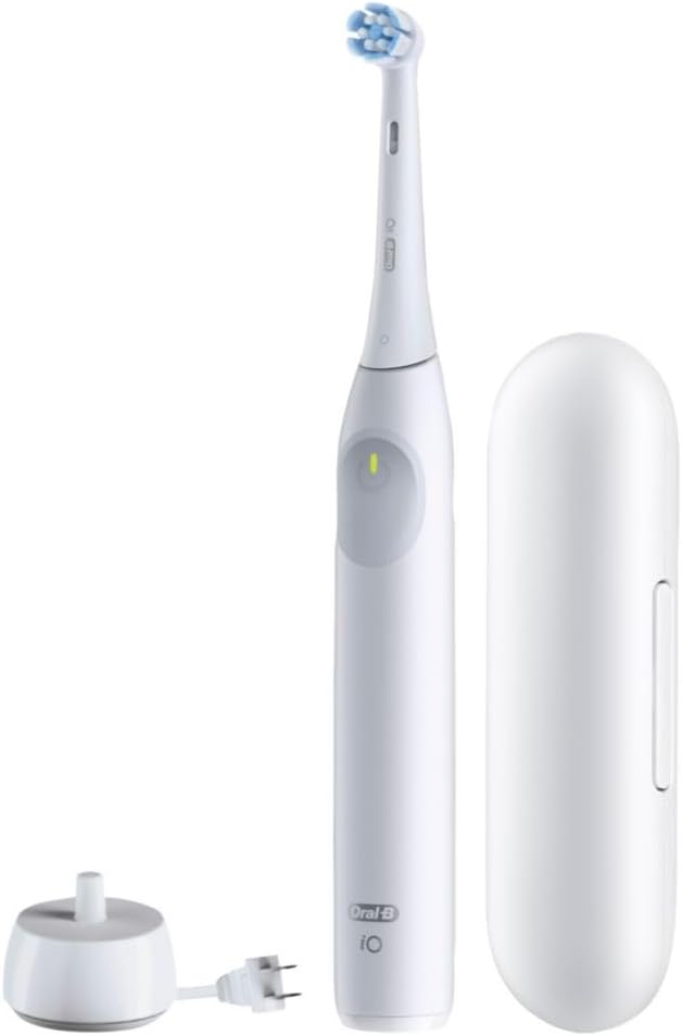 Oral-B Rechargeable Electric Toothbrush, iO Limited Simple Clean, 3 Cleaning Modes, Automatic Pressure Sensor to Protect Gums, Travel Case, White (Pack of 3)