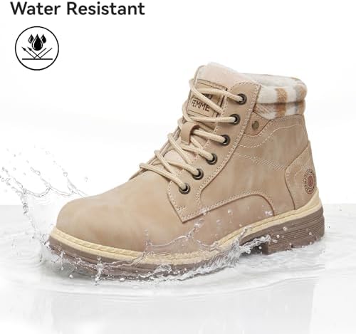 ANJOUFEMME Women Waterproof Hiking Boots Winter Snow Non Slip Outdoor Shoes