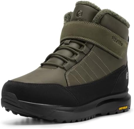 FitVille Wide Width Mens Winter Boots Fur Lined Extra Wide Snow Boot Lightweight Non Slip Outdoor Mens Diabetic Shoes for Flat Feet