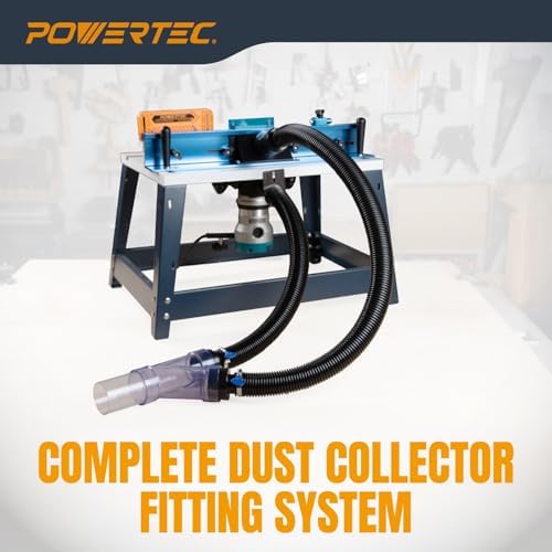 POWERTEC Dust Collector Fittings, Router Table Dust Collection System w/Y Fittings Hoses, Reducer Shop Vac Works w/BOSCH PR20EVS, Makita & Porter Cable, Not Compatible with Lift Router Tables (70331)