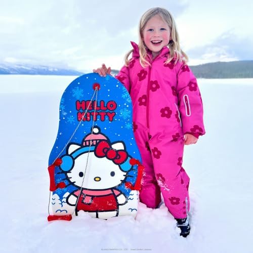 Hello Kitty and Snow Buddies by Sno-Storm Sled with Handles and Tow Rope | Graphic top Deck with High Density Slick Bottom | 3D Molded Foam Construction | Outdoor use for Winter | Snow Sled 2PK