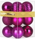 Fuchsia 1.6" Small Christmas Balls Christmas Tree Decoration Ornaments Shatterproof Hanging Balls for Birthday Halloween Holiday Wedding Decorations Set of 12pcs