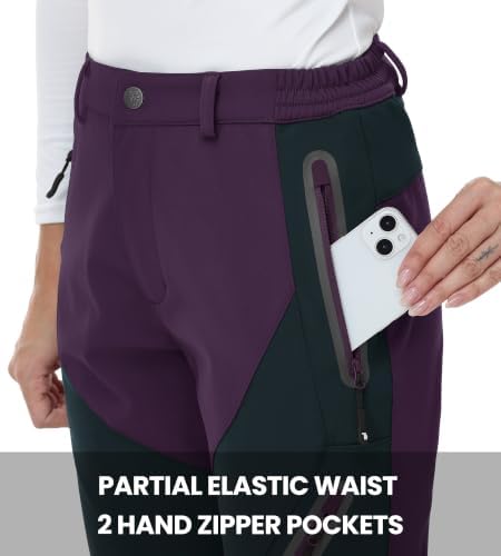 YSENTO Women's Hiking Pants Fleece Lined Winter Waterproof Insulated Snow Ski Work