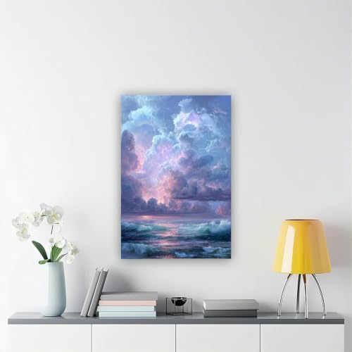 JDBeehpy Lightning Storm Ocean Scenery Canvas Wall Art Unframed 24x36inch