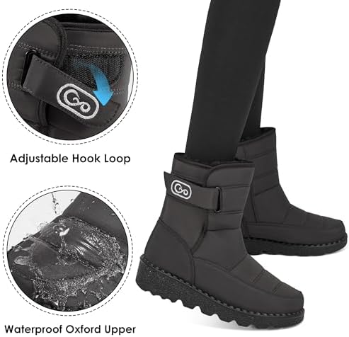 Ablanczoom Womens Winter Snow Boots with Warm Fur Lining Comfortable Booties Non Slip Waterproof Outdoor Shoes