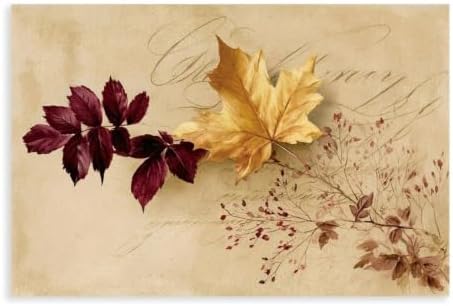 JDBeehpy Maple Leaves Berries Vintage Script Wall Prints Unframed 24x36inch