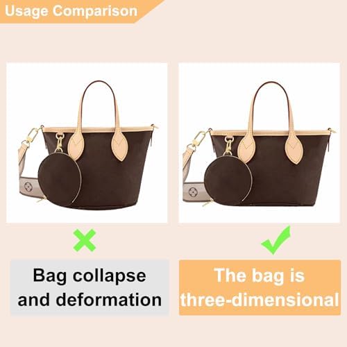 Doxo Small Purse Organizer Insert for Handbags, Felt Neverfull BB Organizer Insert,Mini Tote Bag Organizer with Zipper Pocket, Fit Neverfull BB Longchamp Xtra Energy S and More, Brown-XS