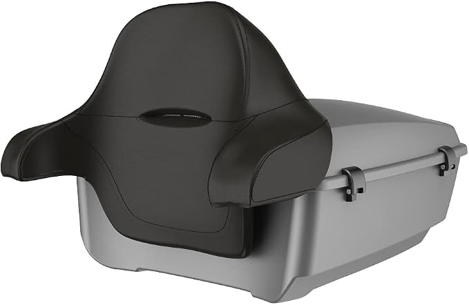 Advanblack Road Glide Tour Trunk Pack Charcoal Denim King Tour Trunk Pack Luggage +Wrap-Around Backrest Pad for '97-'25 Harley Touring Road King Street Glide Electra Glide CVO models