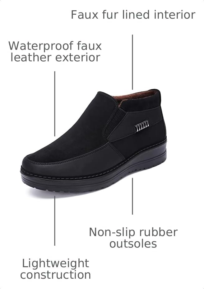 COSIDRAM Mens Shoes Winter Snow Boots Slip On Warm Cotton Padded Loafers