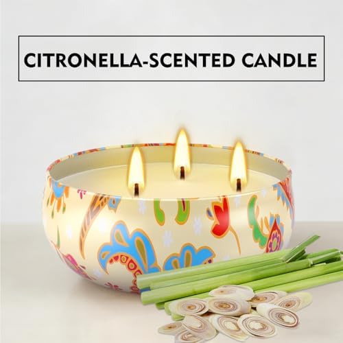 Set of 4 Triple Wick Citronella Candles Perfect for Yards, Gardens, Balconies and Camping, Indoor & Outdoor Scented Candles Bulk…