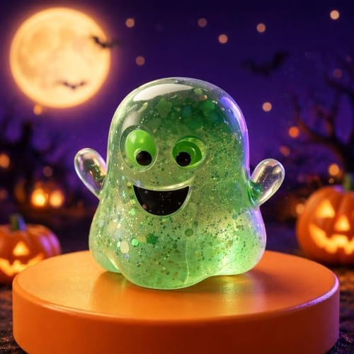 2026 Halloween Ghost Bao Glitter-Squishy Stress Balls Ghost Squishy Large Fidget Toy, Cute Ghost ebound Squeeze(Set of 5)