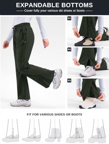 Women's Snow Ski Pants Fleece Lined Waterproof 3 Zipper Pockets Hiking Gear