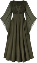 Scarlet Darkness Renaissance Costume Women Pirate Medieval Maxi Dress