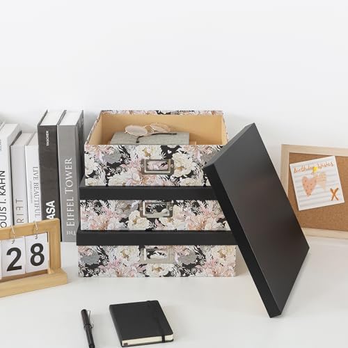 Soul & Lane - Floral Jumbo Scrapbook Storage Boxes with Lids, Set of 3