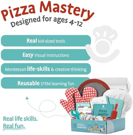 Tovla Jr. Kids Pizza Making Kit | Real Reusable Chef Tools | Ages 5-12