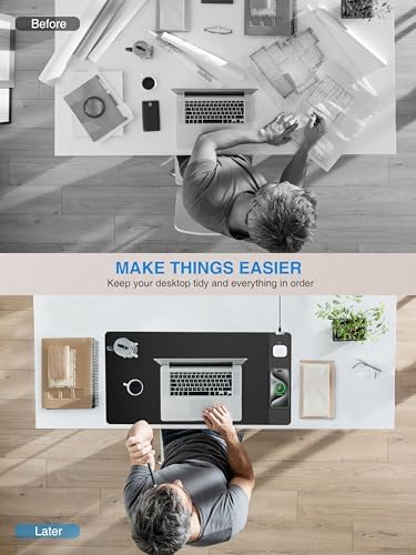 TopMade Mouse Pad with 15W Wireless Charging, Classic Black Desk Mat