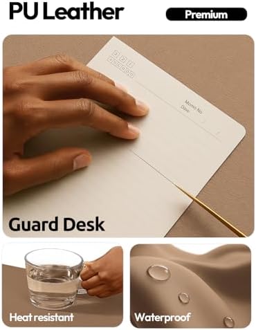 YSAGi Leather Desk Protector, Office Mat, Large Mouse Mat, Non-Slip PU Leather Blotter, Laptop Desk Mat, Waterproof Writing Pad for Office and Home(Khaki, 63" x 17.2")