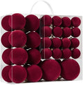 Burgundy Velvet Christmas Ball Ornaments-46pcs Shatterproof Tree Decoration
