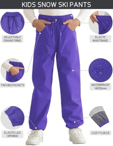 QBK Toddler Snow Pants Fleece Lined Waterproof Ski Pants for Boys & Girls