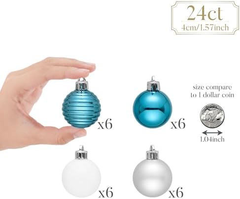 Valery Madelyn Small Christmas Tree Decorations Ball Ornaments 24ct 1.57"