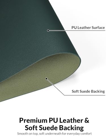 Leather Desk Pad Protector, 31.5" x 12", Dark Green Desk Mat