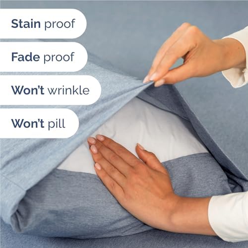 Full Size 4 Piece Sheet Set - Breathable & Cooling Sheets - Heathered Blue