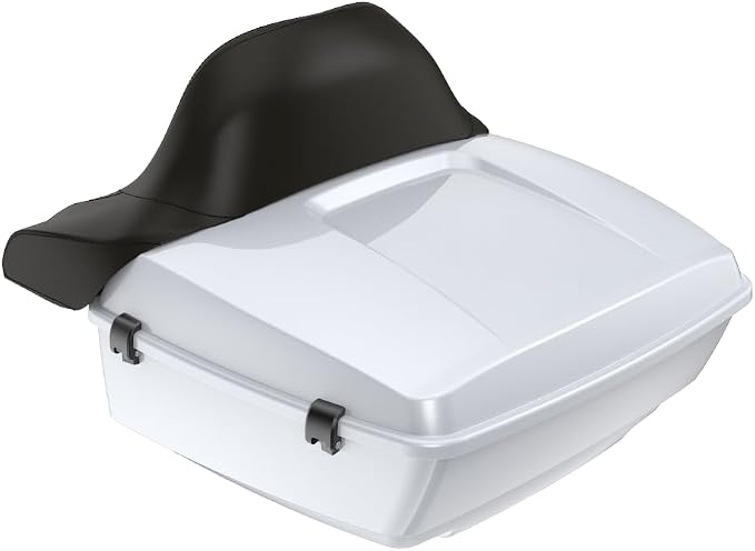 Advanblack Road Glide Tour Trunk Pack White Onyx Pearl King Tour Trunk Pack Luggage +Wrap-Around Backrest Pad for '97-'25 Harley Touring Road King Street Glide Electra Glide CVO models