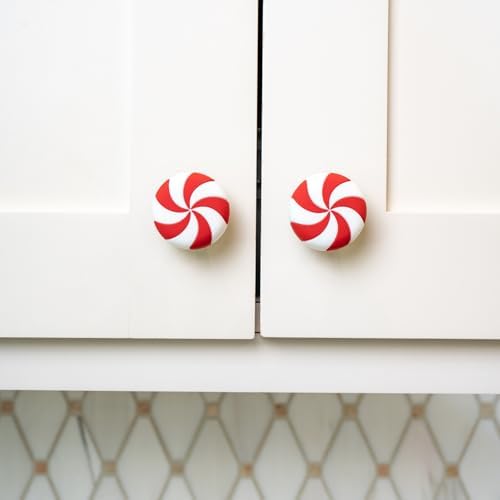 Knobēz: Red Peppermint Decorative Knob Covers Package of 12 (Red)