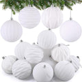 Liliful 4 Inch 12 Pcs Velvet Christmas Ornaments Balls, White