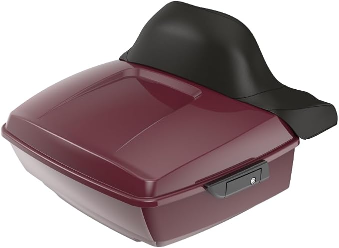 Advanblack Road Glide Tour Trunk Pack Crimson Red Sunglo King Tour Trunk Pack Luggage +Wrap-Around Backrest Pad for '97-'25 Harley Touring Road King Street Glide Electra Glide CVO Models