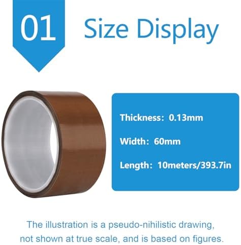 PTFE Heat Resistant Tape Self-Adhesive PTFE Teflon Fabric Tape Suitable for Insulation of high-Temperature Equipment,Width 6Cm,Thickness:0.13mm
