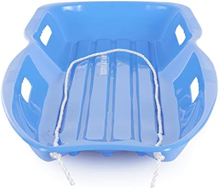 Slippery Racer Downhill Xtreme Flexible Adults and Kids Plastic Toboggan Snow Sled for Up to 2 Riders with Pull Rope, (2 Pack) (Blue/Blue)
