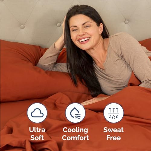 Split King Size 5 Piece Sheet Set - Comfy Breathable & Cooling - Terracotta