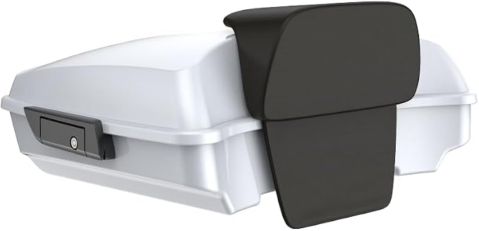Advanblack 2024 Road Glide Razor Tour Trunk Pack Compatible with Road King FLHR Street Glide FLHX Road Electra Glide 2014-2025 Mounting Rack, Backrest & Stitching Liners (White Onyx Pearl)