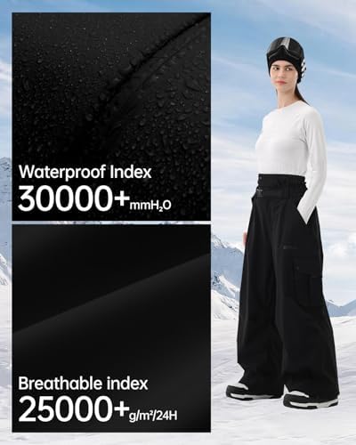 Mens Womens Snowbaord Pants 3L Baggy Snow Ski Pants