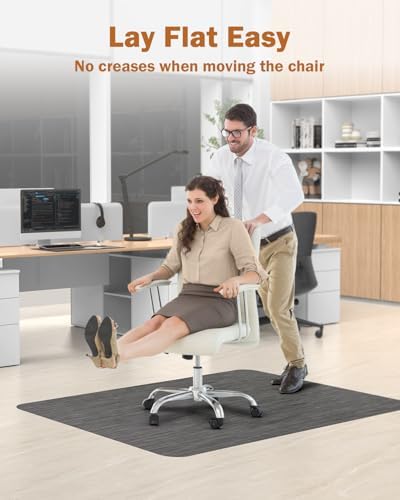 Blvornl Office Chair Mat for Hardwood Floor, 47.2"*60" Desk Computer Chair Mat for Hard Wood, Large Anti-Slip Hard Floor Protector for Rolling Chair, PVC Desk Rug for Office Black
