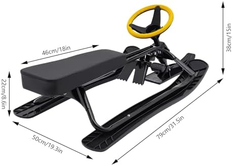 Ski Sled Slider Board, Twin Brakes Sled Snow Scooter with Flexible Steering Wheel, Heavy-Duty Snow Bike for Kids Age 3-15, Load-Bearing Capacity 220.5lbs