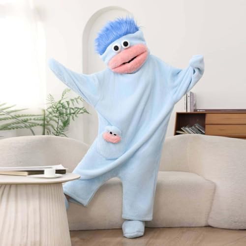 Adult Big Mouth Monster Onesie with Giant Comb, Funny Halloween Cosplay Outfit for Christmas Party Sleepwea