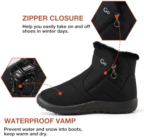 Alicegana Snow Boots for Women Winter: Warm Fur Lined Ankle Booties Comfortable Waterproof Slip On Lightweight Womens Boots
