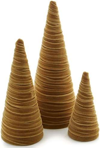 Gold Velvet Trees, Set of 3, Gold