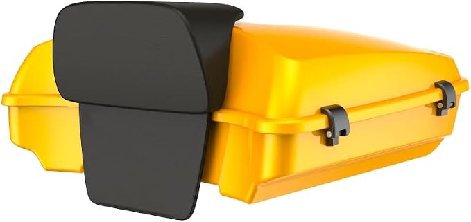 Advanblack Road Glide Tour Trunk Pack Hightail Yellow Pearl Razor Tour Trunk Pack Backrest Pad for '97-'25 Harley Touring Road King Street Glide Electra Glide CVO models