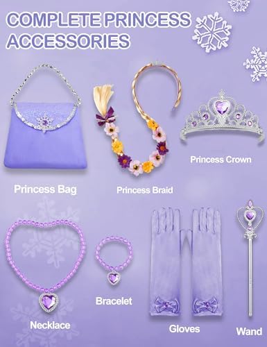 Davvew Princess Dresses for Girls,Light Up Princess Costume for Christmas, Halloween, birthday gifts for Age 3-8 Year Old
