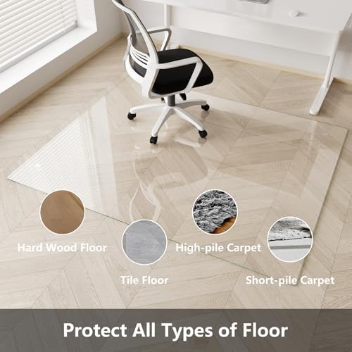 Koonmi Glass Chair Mat for Carpet, 42"x48" Thick Office Chair Mat