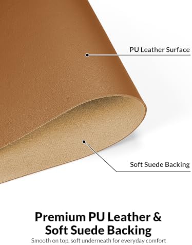 Leather Desk Pad Protector, 27.5" x 12", Camel Desk Mat