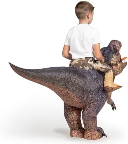 Spooktacular Creations Inflatable Dinosaur Costume Kids, T.rex Blow Up Costumes, Digital Printing Ride-On Dinosaur for Party